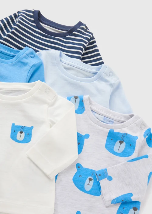 5 Pack Baby Blue Bear Long Sleeve Tops (Newborn-23mths) - 0-3 months Image 2