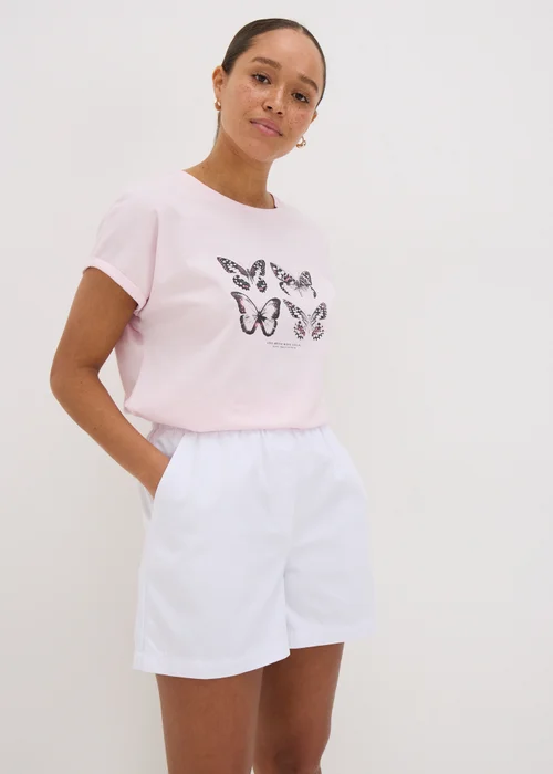 White Cotton Paper Bag Shorts - 8 Image 1