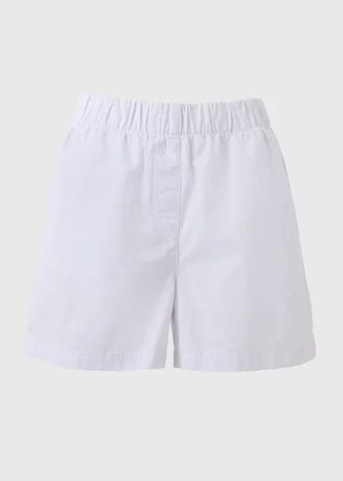 White Cotton Paper Bag Shorts - 8 Image 3