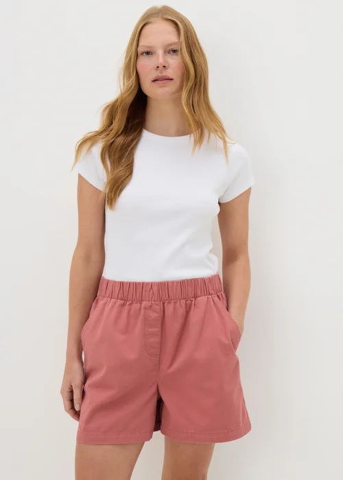 Pink Cotton Paper Bag Shorts - 8 Image 1