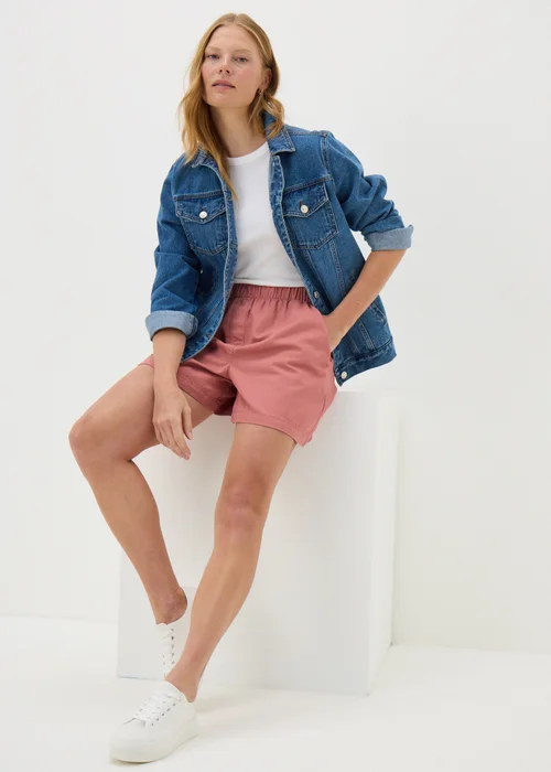 Pink Cotton Paper Bag Shorts - 8 Image 3