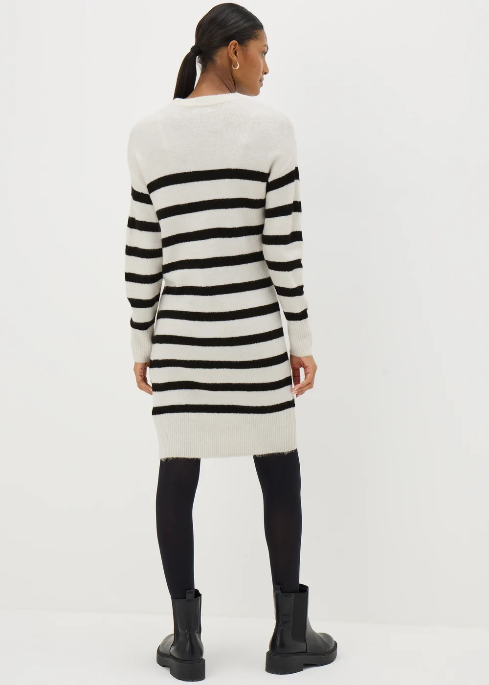 Papaya Petite Cream Stripe Knitted Mini Dress - XS Image 2