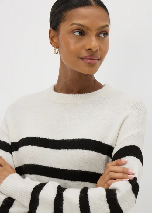 Papaya Petite Cream Stripe Knitted Mini Dress - XS Image 3