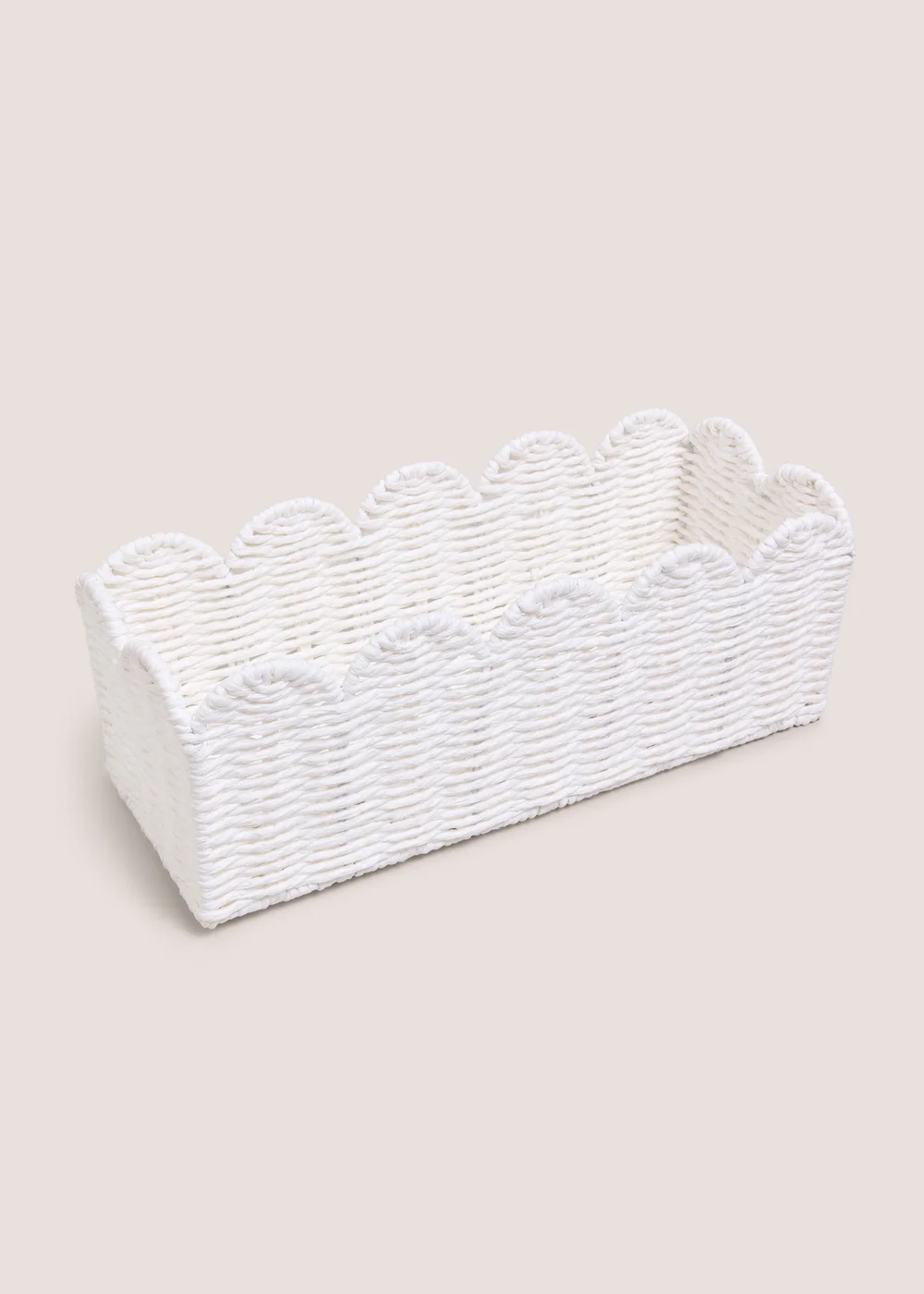 White Scalloped Window Basket Tray Image 1