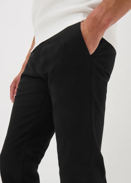 Black Slim Fit Chino Trousers - 32 Waist Regular Image 3