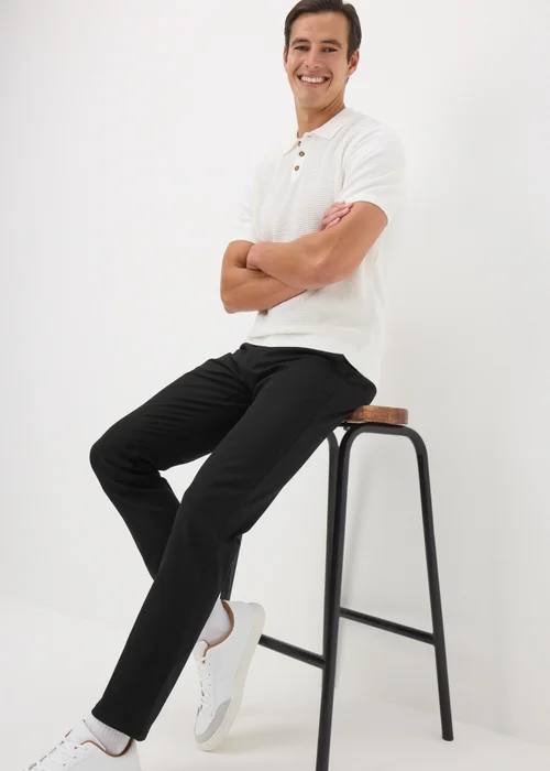 Black Slim Fit Chino Trousers - 32 Waist Regular Image 1