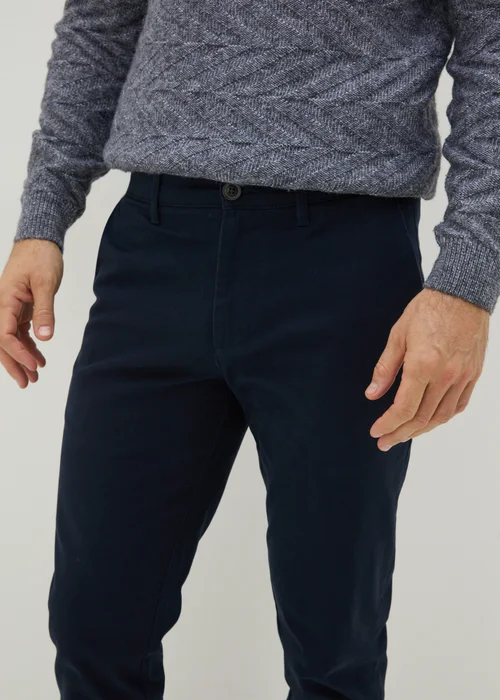 Navy Slim Fit Chinos - 30 Waist Regular Image 3