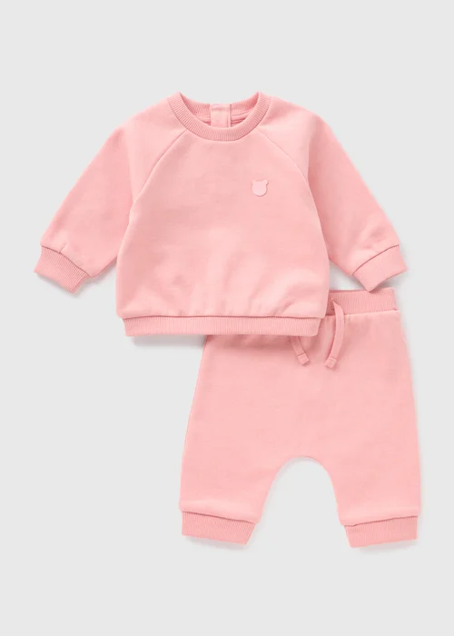 Baby Pink Sweatshirt & Jogging Bottom Set (Newborn-23mths) - 0-3 months Image 1