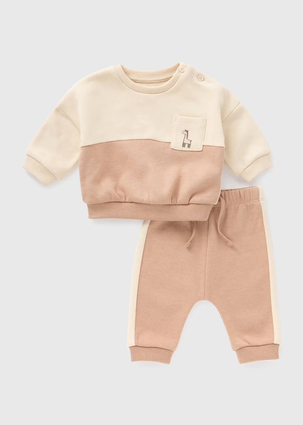 Baby Cream Giraffe Sweatshirt & Jogging Bottoms Set (Newborn-23mths) - 0-3 months Image 1