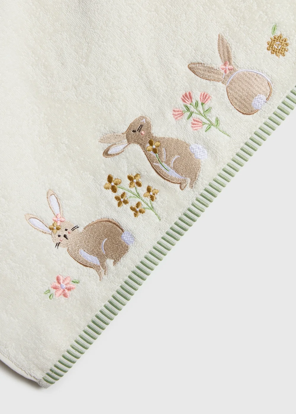 Cream Meadow Embroidered Bunny Towel - Hand Towel Image 2