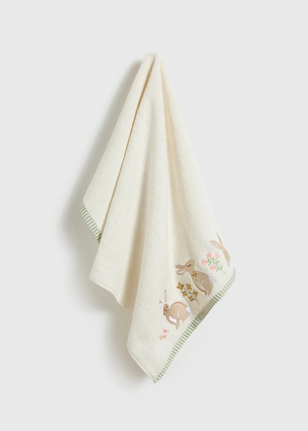 Cream Meadow Embroidered Bunny Towel - Hand Towel Image 1
