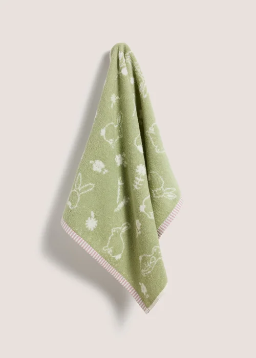Green Meadow Bunnies Towel - Hand Towel Image 1