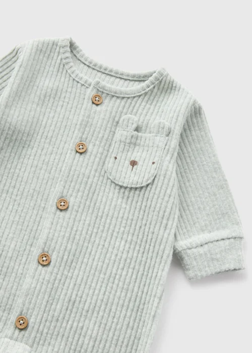 Baby Green Bear Ribbed Romper (Newborn-23mths) - 0-3 months Image 2