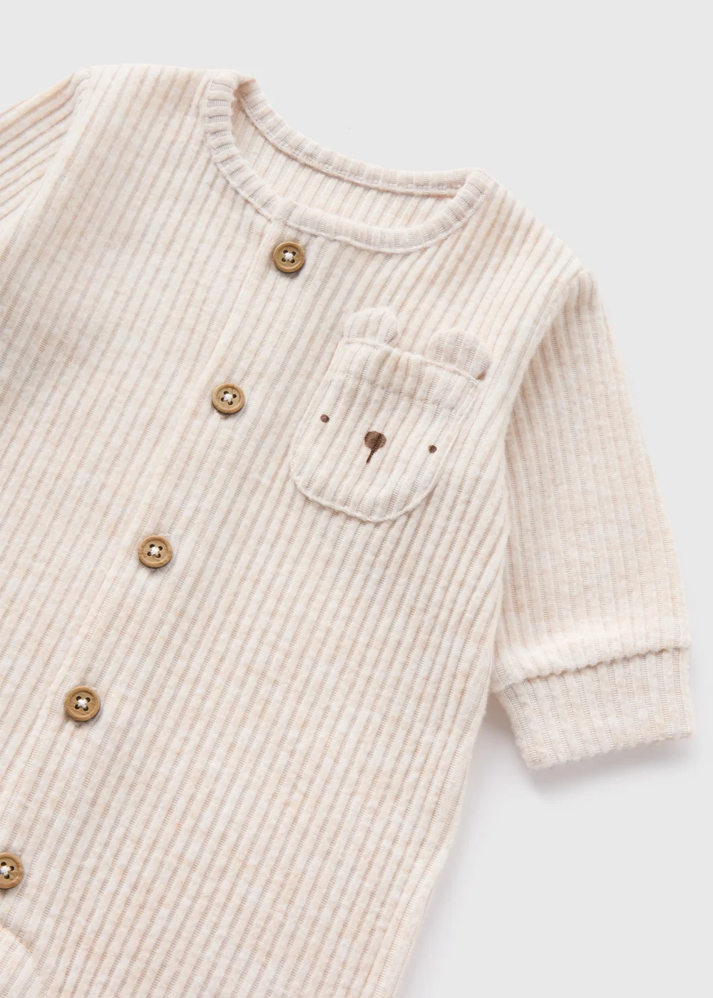 Baby Cream Bear Ribbed Romper (Newborn-18mths) - 0-3 months Image 2