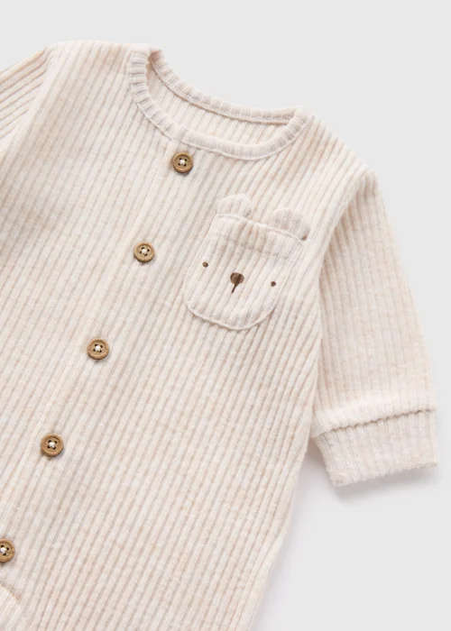 Baby Cream Bear Ribbed Romper (Newborn-18mths) - 0-3 months Image 2
