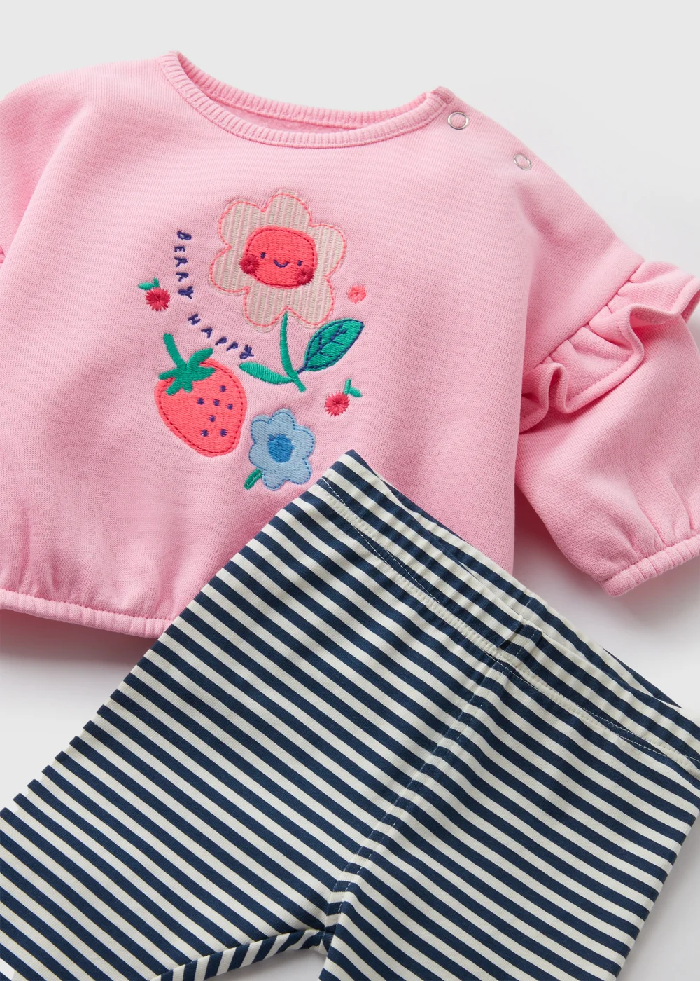 Baby Pink Strawberry Sweatshirt & Leggings Set (Newborn-23mths) - 0-3 months Image 2