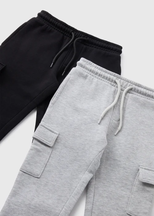 2 Pack Boys Black & Grey Cargo Jogging Bottoms (1-7yrs) - 1 half year to 2 Image 2