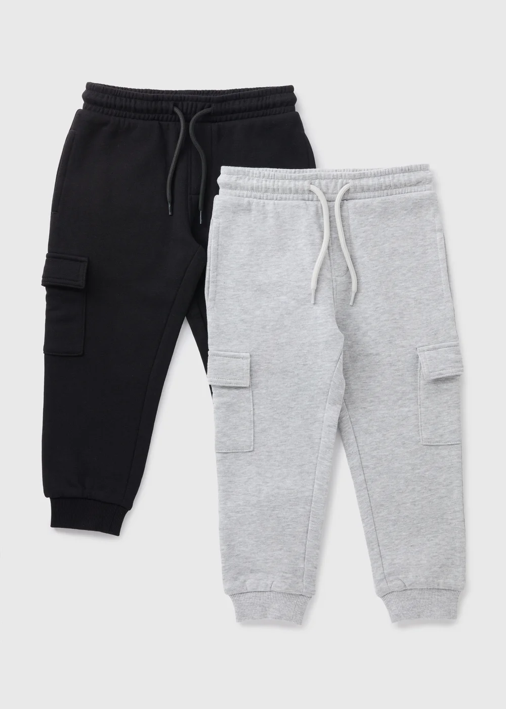 2 Pack Boys Black & Grey Cargo Jogging Bottoms (1-7yrs) - 1 half year to 2 Image 1