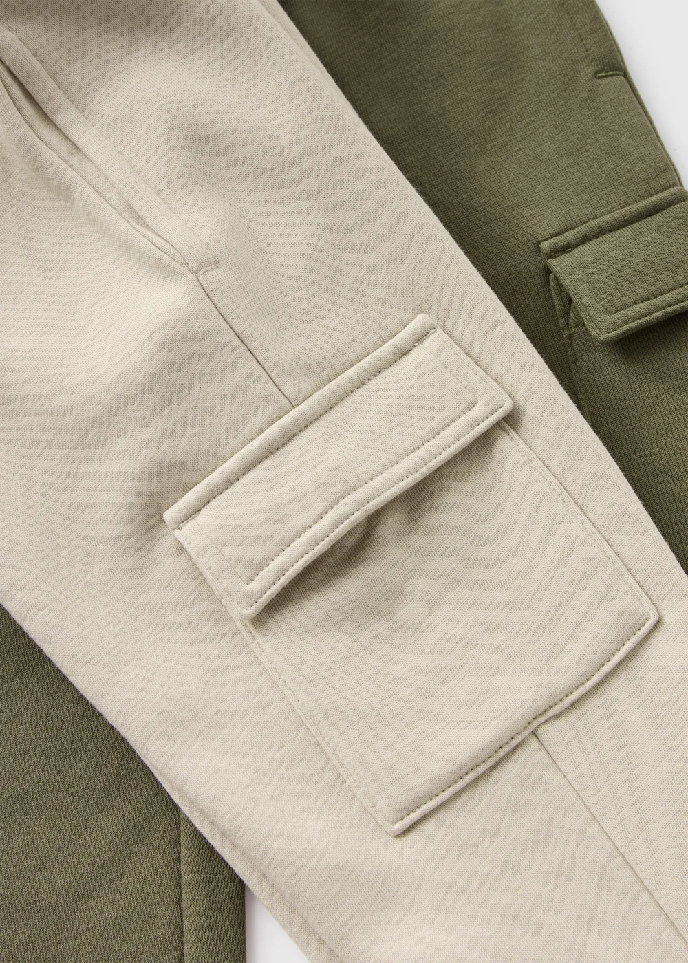 2 Pack Boys Khaki & Stone Cargo Jogging Bottoms (1-7yrs) - 1 half year to 2 Image 2