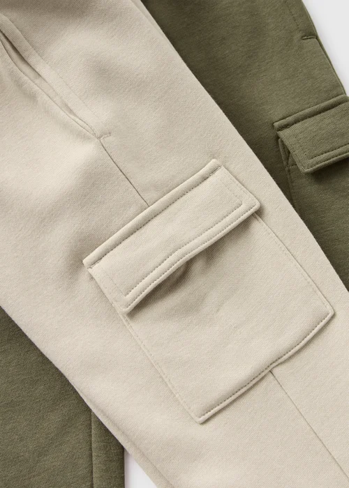 2 Pack Boys Khaki & Stone Cargo Jogging Bottoms (1-7yrs) - 1 half year to 2 Image 2
