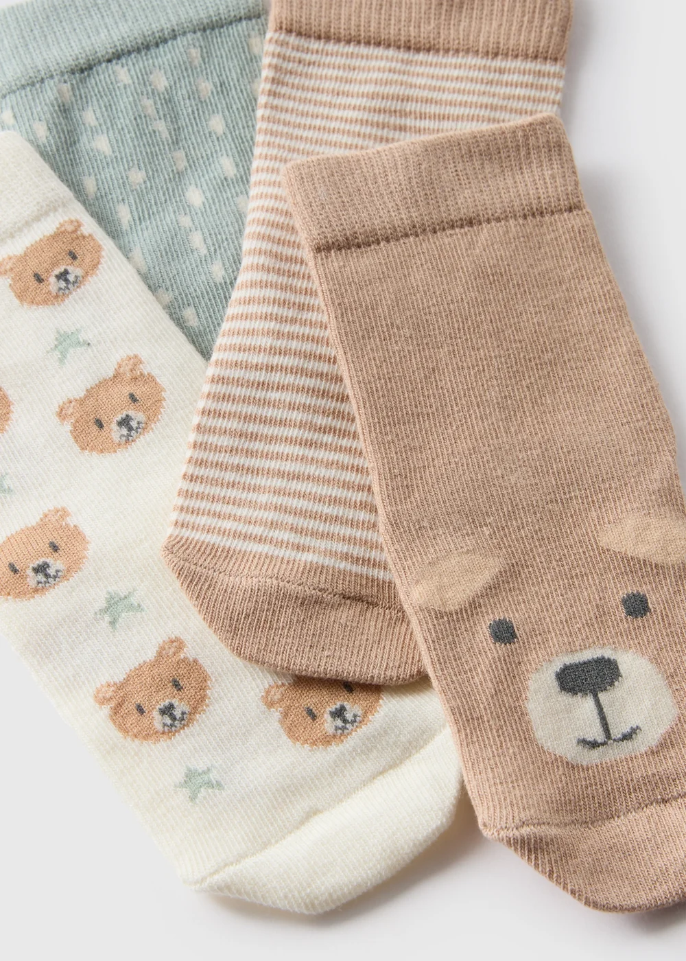 4 Pack Multicolour Bear Socks (Newborn-23mths) - 0-3 months Image 2