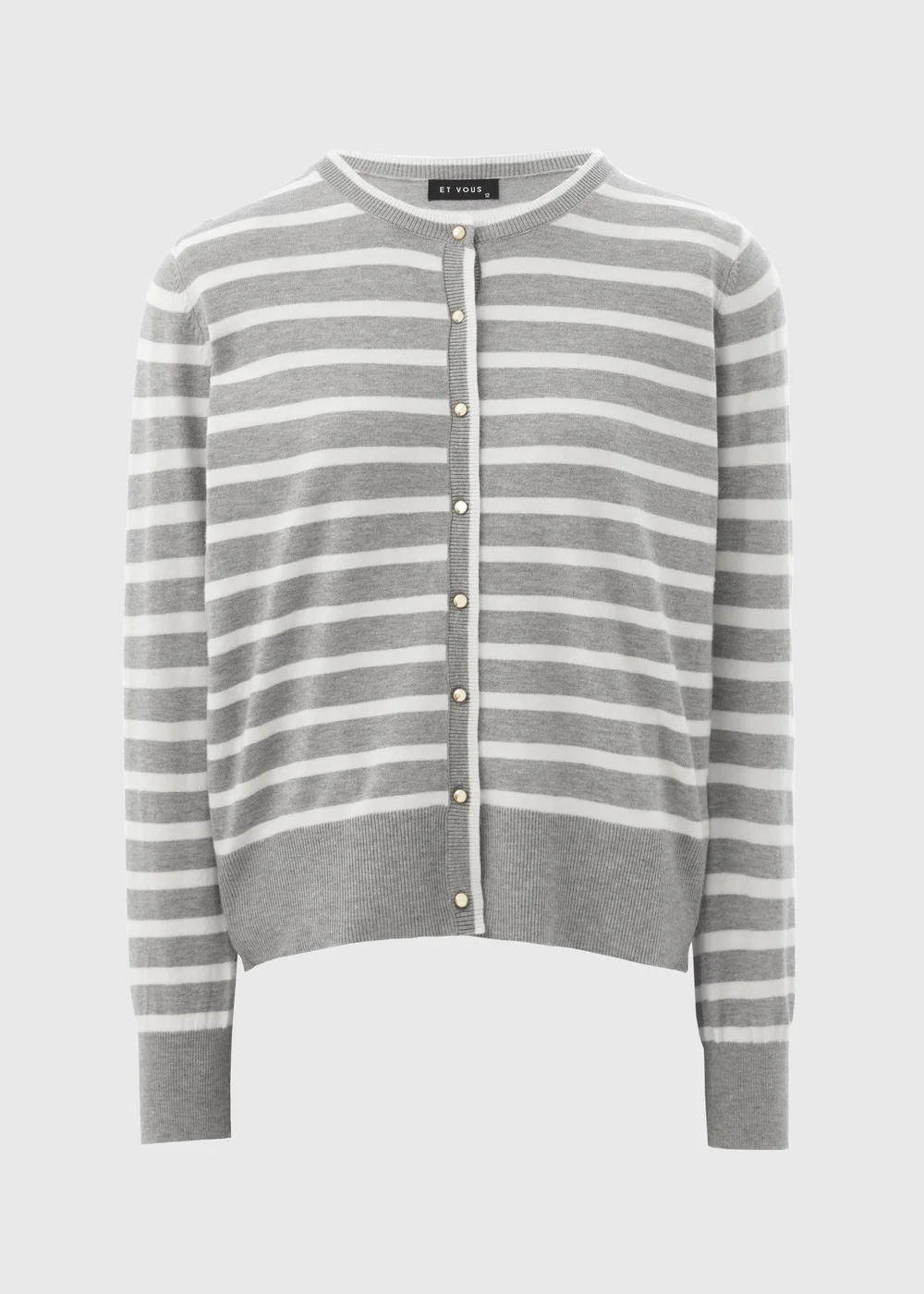 Et Vous Grey Stripe Knit Cardigan - 8 Image 4