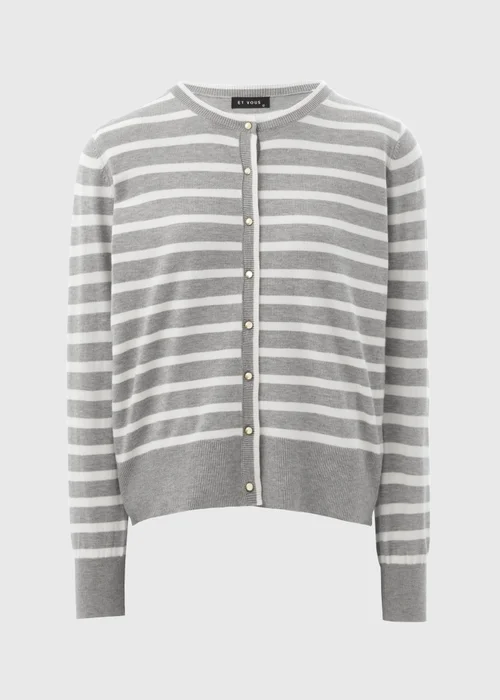 Et Vous Grey Stripe Knit Cardigan - 8 Image 4