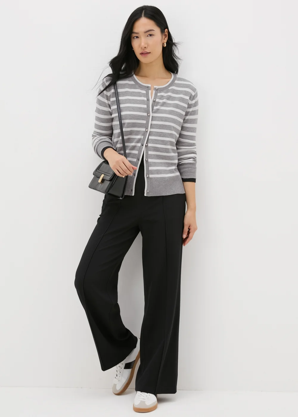 Et Vous Grey Stripe Knit Cardigan - 8 Image 3