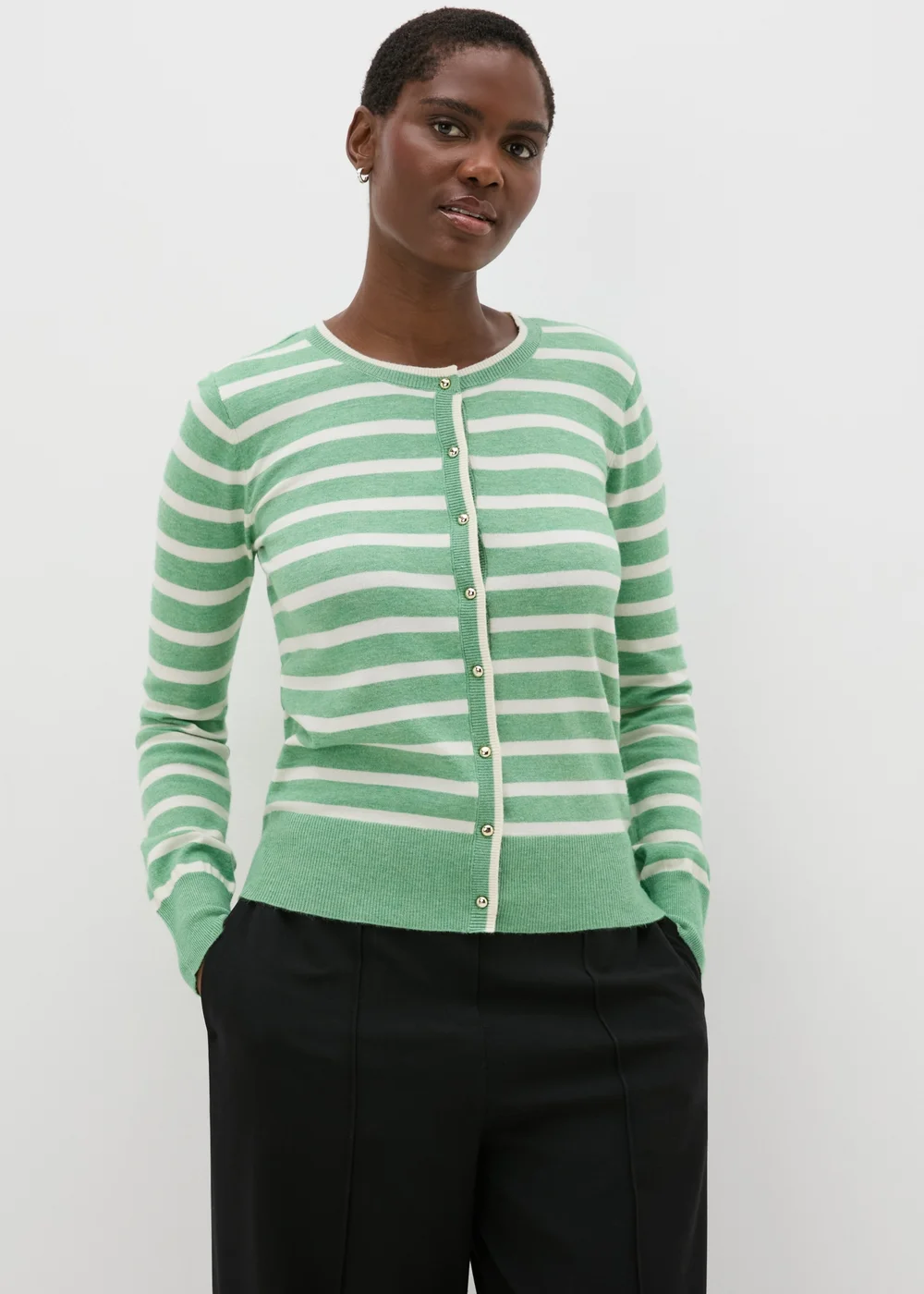 Et Vous Green Stripe Knit Cardigan - 8 Image 1