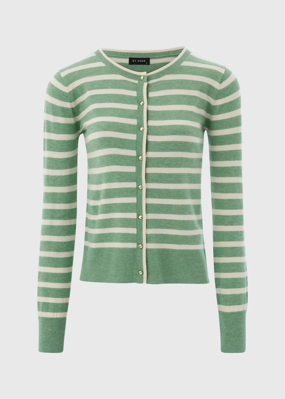Et Vous Green Stripe Knit Cardigan - 8 Image 4