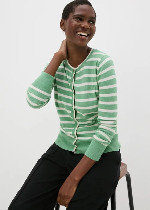 Et Vous Green Stripe Knit Cardigan - 8 Image 3