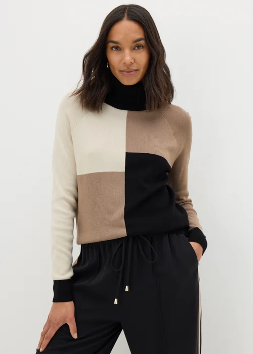 Et Vous Black Colour Block Roll Neck Jumper - 8 Image 1