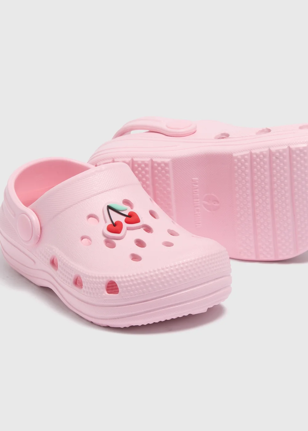 Girls Pink Cherry Clogs (Younger 4/5-Older 5/6) - Size 4 -5 infants Image 2