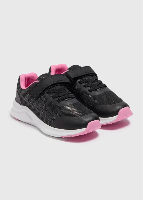 Girls Black Sparkle Trainers (Younger 10-Older 5) - Size 1 Image 1