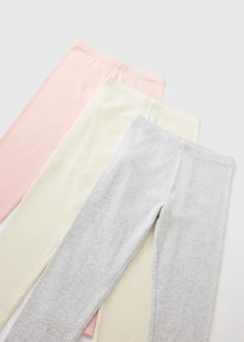 3 Pack Girls Multicolour Leggings (1-7yrs) - 1 half year to 2 Image 2