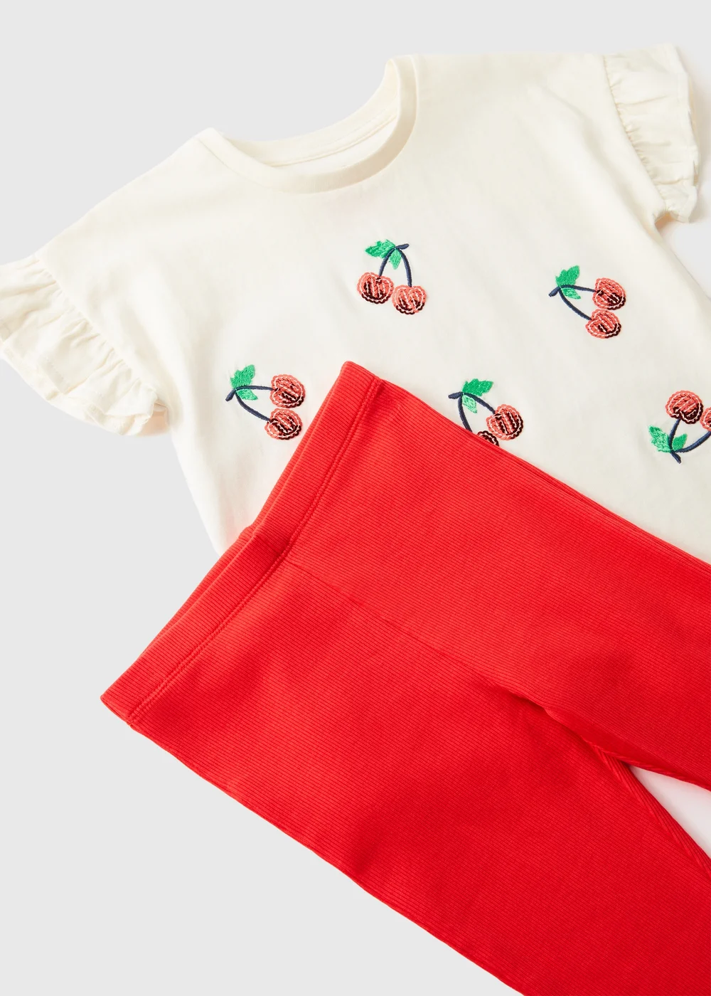 Girls Red Cherry Top & Flare Set (1-7yrs) - 2-3 Yrs Image 2