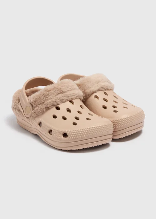 Kids Beige Warm Lined Clogs (Younger 8/9-Older 12/13) - 8-9 Infant Image 1