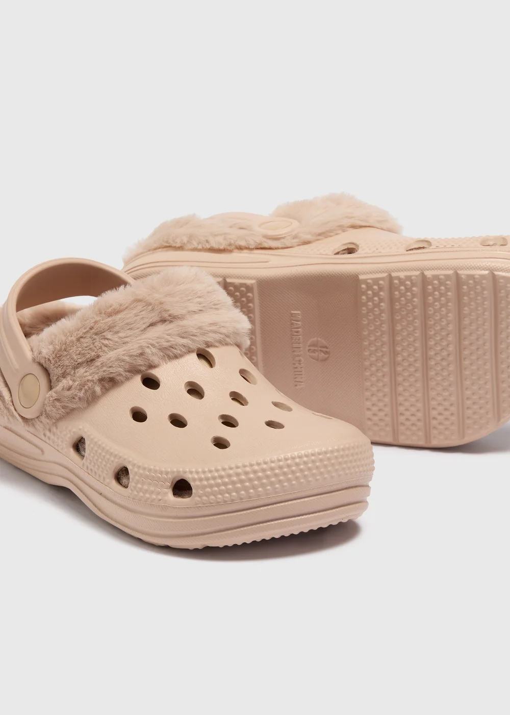 Kids Beige Warm Lined Clogs (Younger 8/9-Older 12/13) - 8-9 Infant Image 2