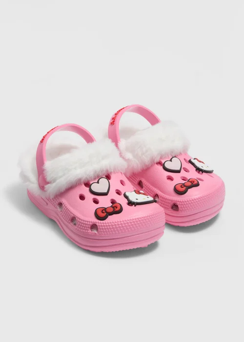 Hello Kitty Kids Pink Faux Fur Clogs (Young 6-Older 13) - Size 6 - 7 infants Image 1