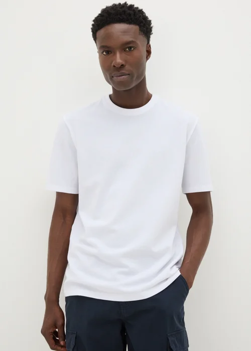 White Textured T-Shirt - S Image 1