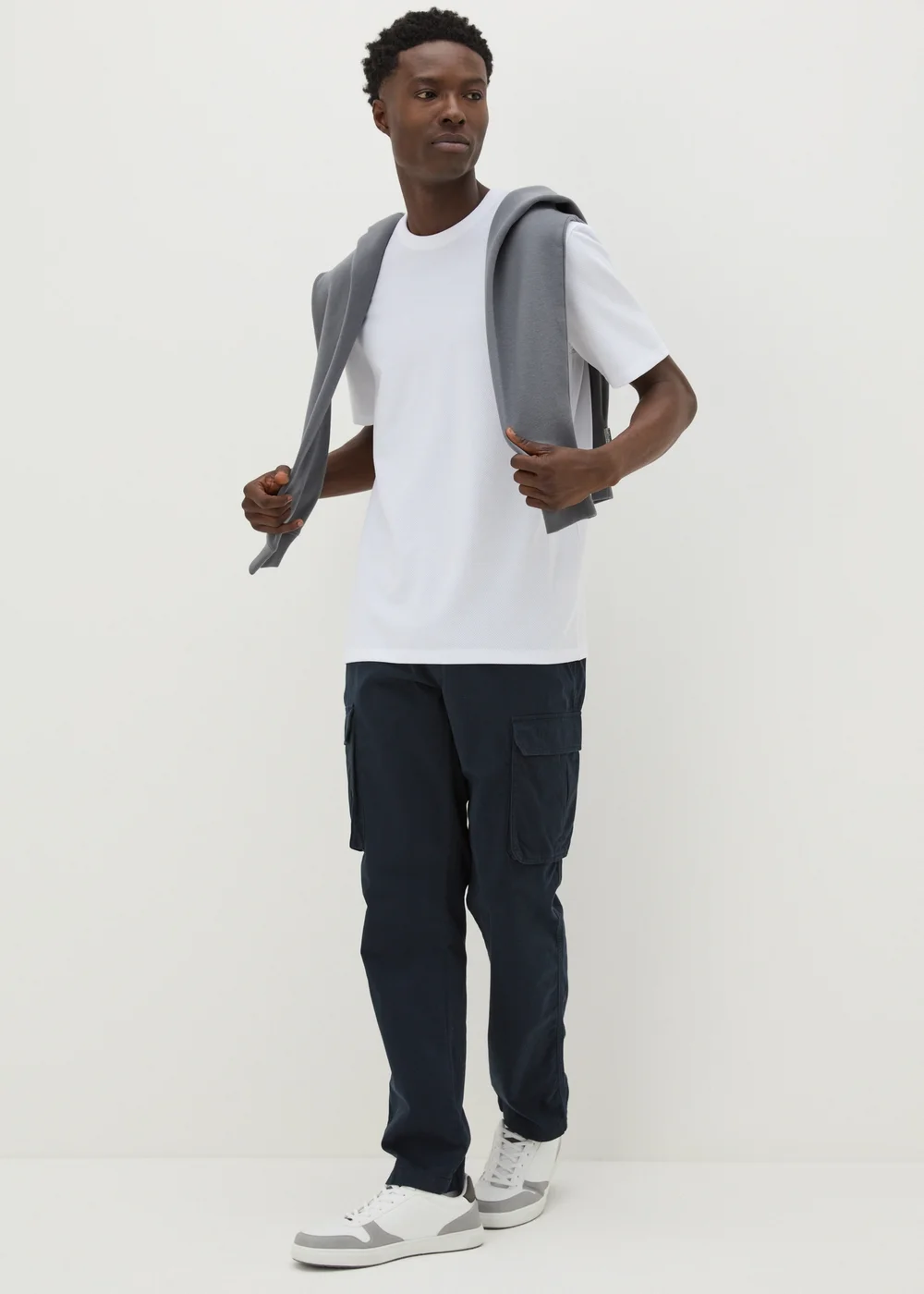White Textured T-Shirt - S Image 3