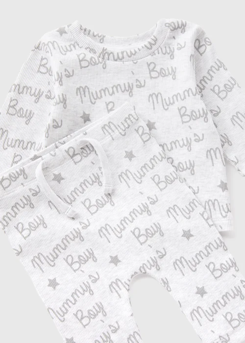 Baby Grey Mummy's Boy Top & Trousers Set (Newborn-23mths) - 0-3 months Image 2
