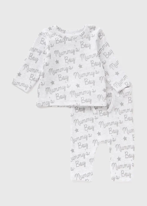 Baby Grey Mummy's Boy Top & Trousers Set (Newborn-23mths) - 0-3 months Image 1