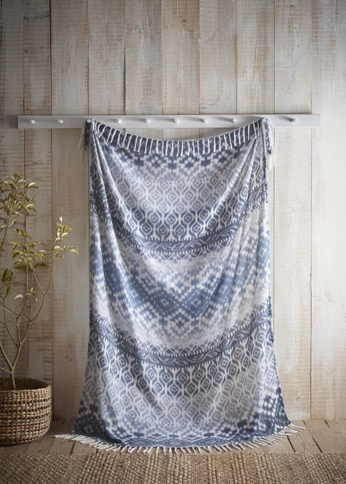 Appletree Hygge Sakari Tassled Blue Throw - 130 x 180cm Image 1