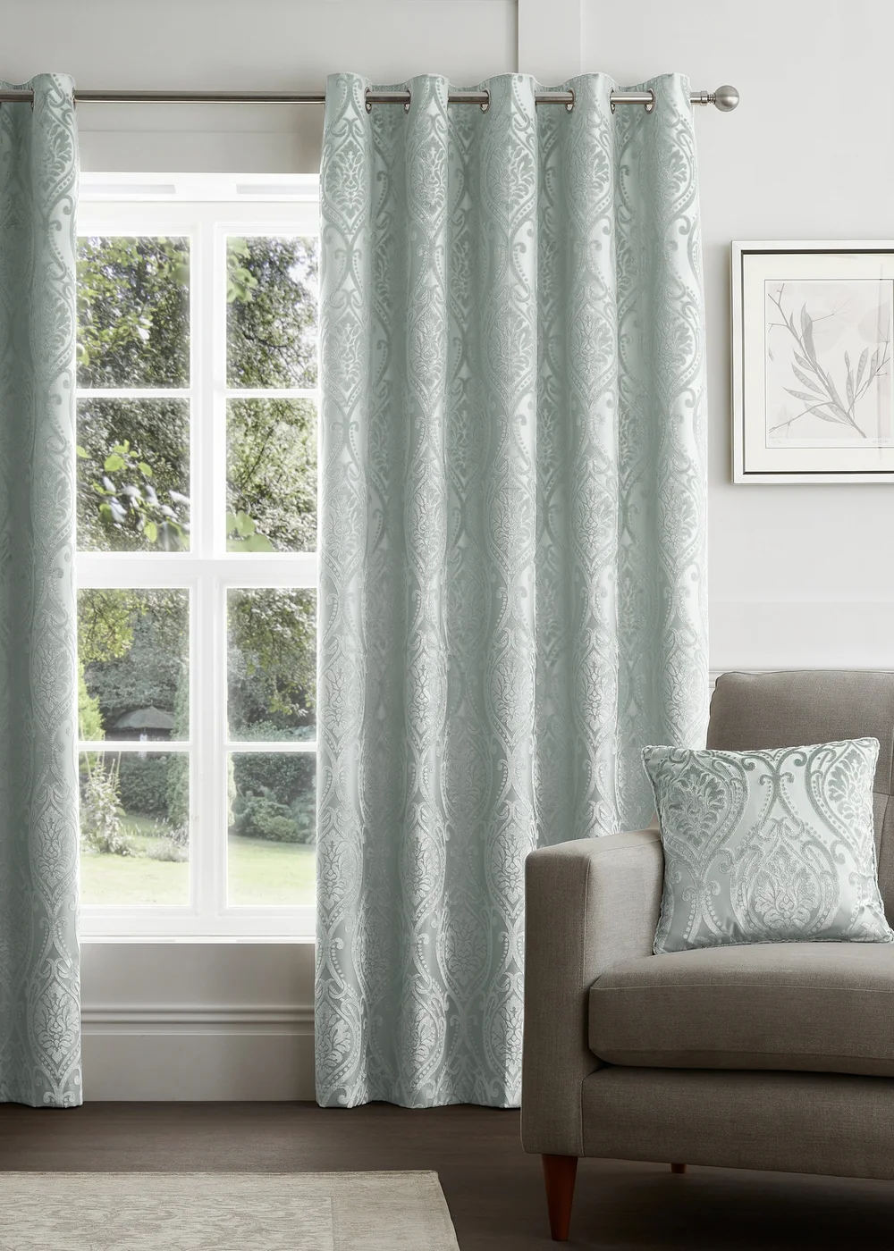 Curtina Chateau Jacquard Blue Filled Cushion (43cm x 43cm) - 43W X 43D Image 3