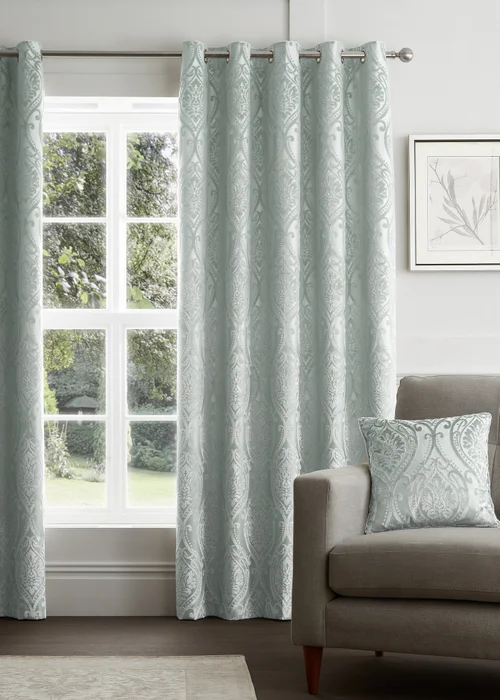 Curtina Chateau Jacquard Blue Filled Cushion (43cm x 43cm) - 43W X 43D Image 3