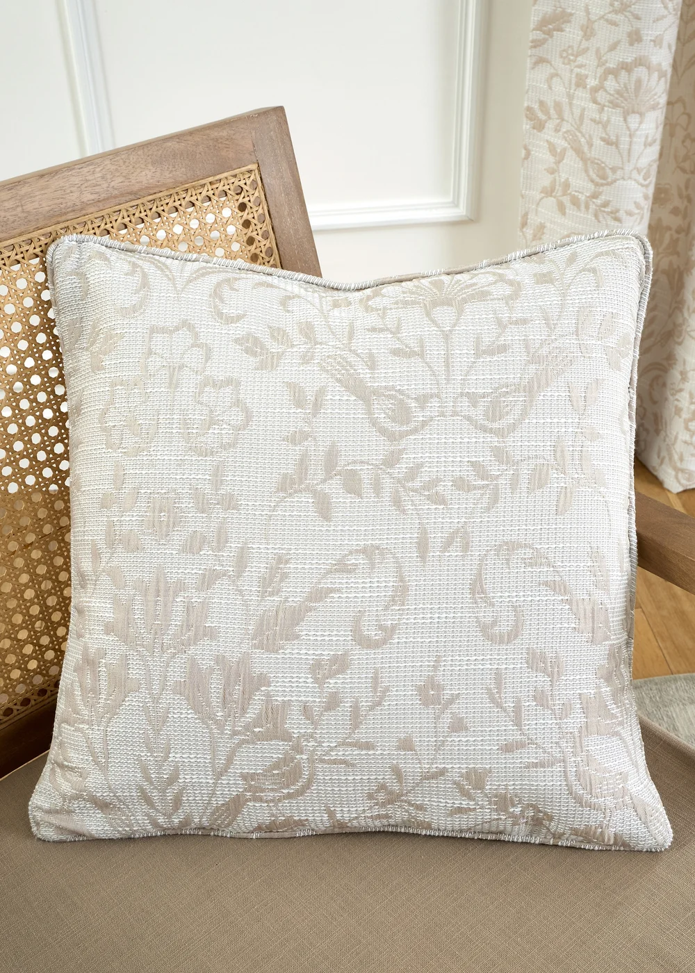 Curtina Marple Jacquard Natural Filled Cushion (43cm x 43cm) - 43W X 43D Image 1