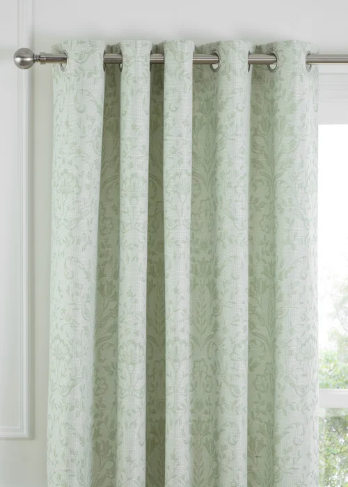 Curtina Marple Thermal Green Eyelet Curtains - 66W X 54D (168x137cm) Image 2