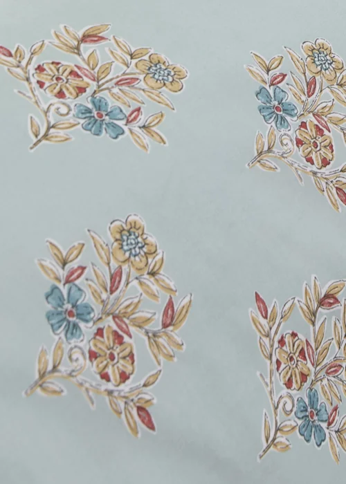 Dreams & Drapes Design Lorena Patchwork Blue Pencil Pleat Curtains With Tie-Backs - 66W X 72D (168x183cm) Image 4