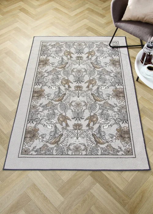 Dreams & Drapes Design Finch & Flower Non-Slip Natural Washable Rug - 120 x 180cm Image 1